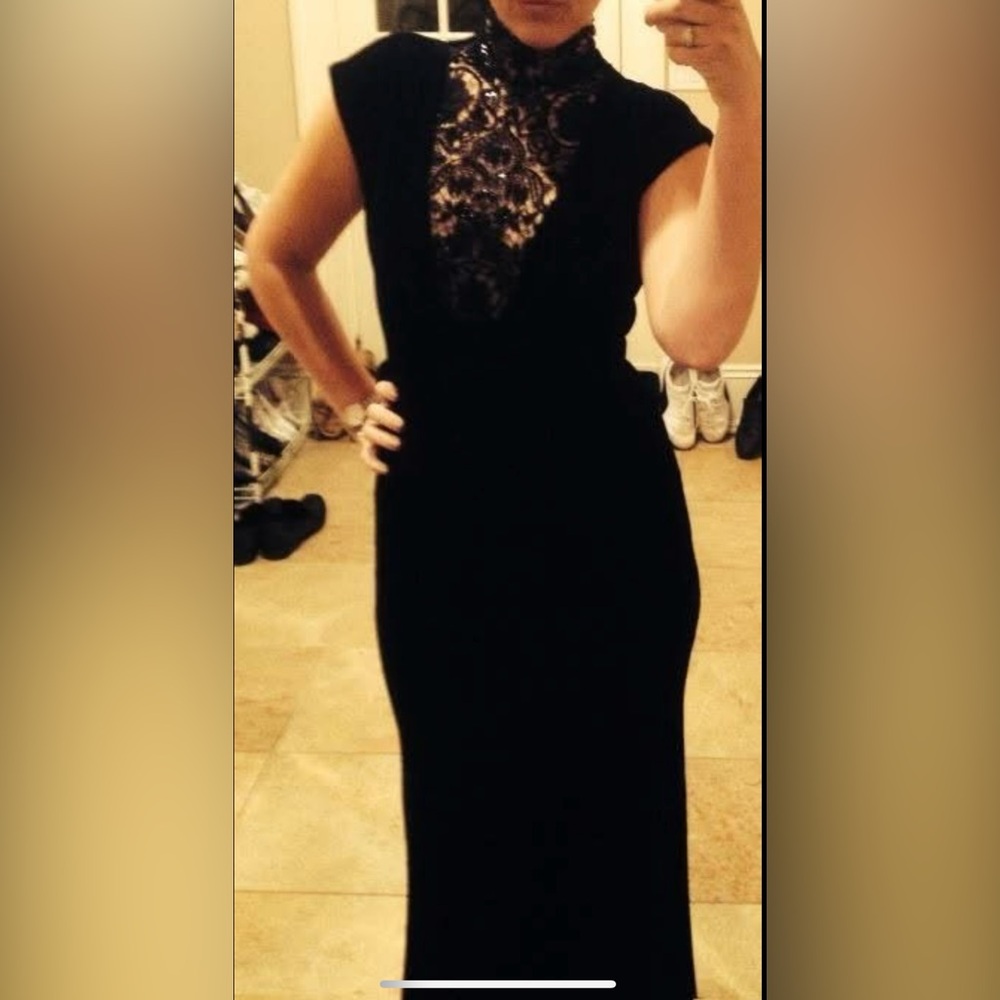 Tadashi Shoji Black Lace Maxi Dress